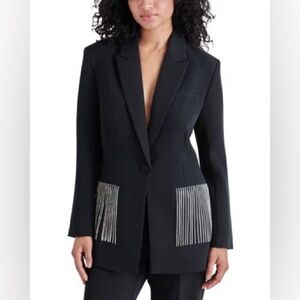 Steve Madden Elegant Black Blazer with Silver Accents